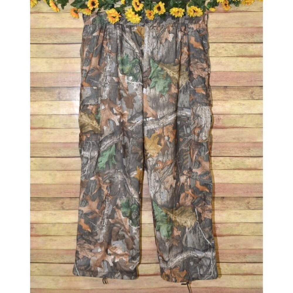Advantage Timber Men's 2XL Brown Camo Hunting Cargo Pants Elastic Waist Pockets